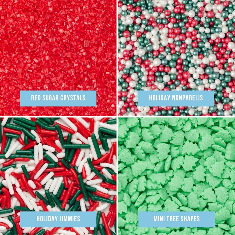 Sweets Indeed Christmas Sprinkles Mix – 10.90 oz Holiday Blend | Edible Jimmies, Nonpareils & Sugar Pearls - Image 3